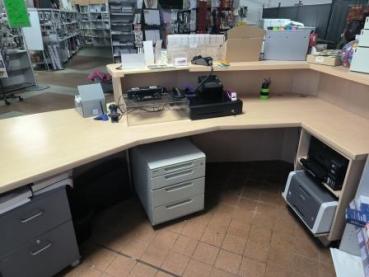 Preview: Verkaufstheke Ladentheke Tresen Verkaufstisch Empfang Ahorn 4,40 x 1,50 m  leer